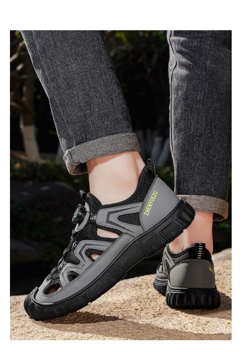 New Arrival Summer Men Sandals PU Leather Mens Casual Shoes Outdoor Beach Shoes Hollow Out Male Roman Shoes Leisure Walk Sandaly