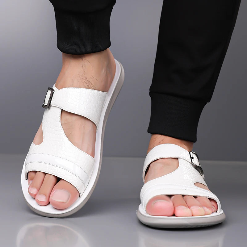 Plus Size 38-48 Hot-selling Men Slippers Sole Open Toe Beach Slides All-match Man Flip Flops Versatile Half Flats Sandals Slides
