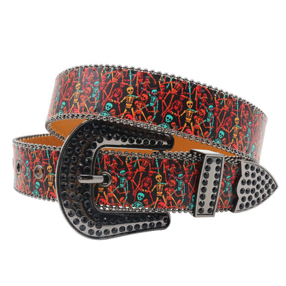 Hip hop Diamond Wide Colour Belt Fashion Rhinestone Vintage Buckle Belt Y2K BB bek Belt