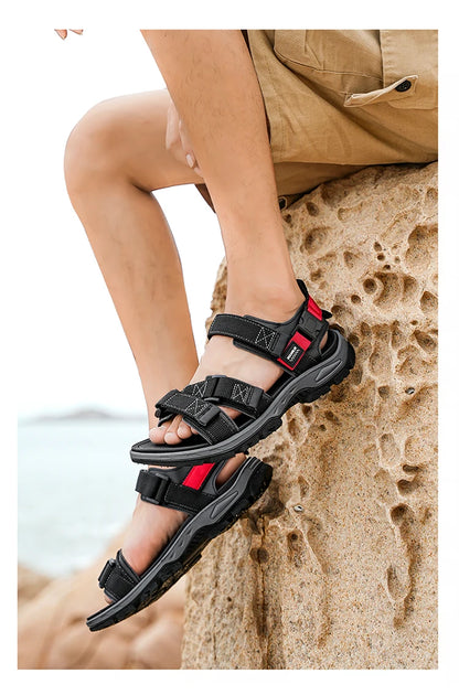 Men's Outdoor Sandals with Velcro Strap Male Summer Fashion Antiskid Sport Sandals Beach Casual Sandals for Men