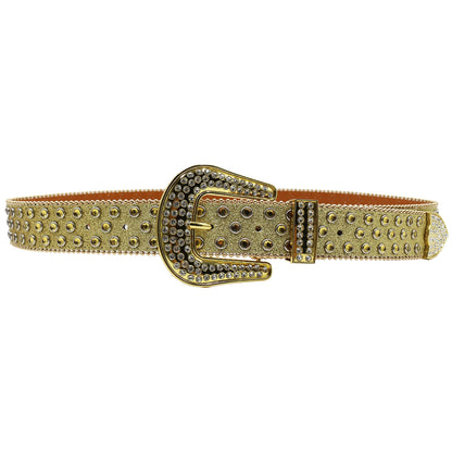 Leopard Women's Jeans Rhinestone Large Size Belt Men's Belt Western Denim Shiny Design Leather HipHop Punk Rock Y2K Style Belt