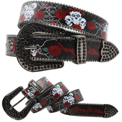 Hip hop Diamond Wide Colour Belt Fashion Rhinestone Vintage Buckle Belt Y2K BB bek Belt