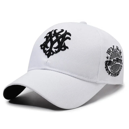 Vintage Gothic Embroidered "NY" Baseball Cap – Adjustable Cotton Snapback Hat for Men Women, Casual Outdoor Sun Hat