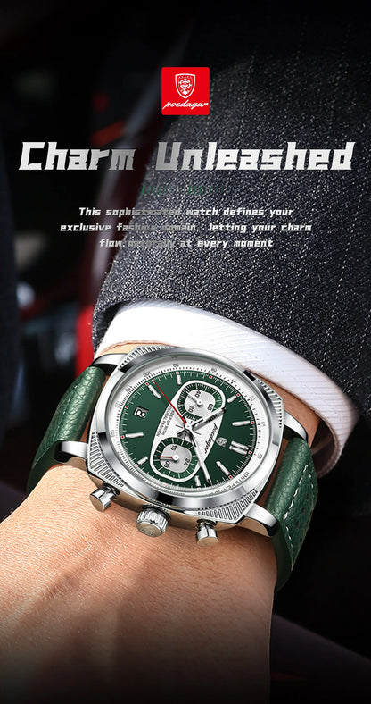 POEDAGAR Original Fashion Men Clock Luminous Waterproof Chronograph Date Watch For Man Luxury Leather Quartz Men's Watches Reloj