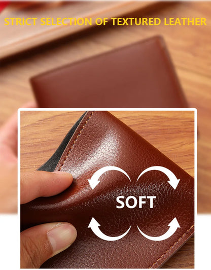 New Men's Short Frosted Leather Wallet Multi-Slot Coin Pocket Photo Holder Small Men's Wallet