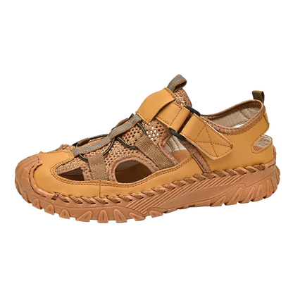 Men Outdoor Protective Toe Sandals Hollow Breathable Mesh Upper Quick Dry Lining Non Slip Walking Camping Driving Casual Shoes