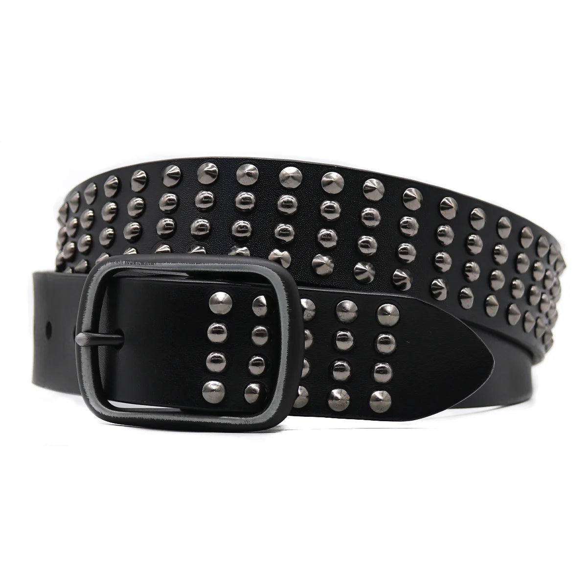 Men Belt Punk Rivet Jeans Belts For WOMEN  NEW Metal Rivet Cowboy Belt Genuine Leather Cowskin