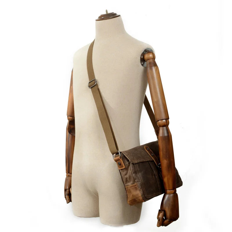 Retro crossbody bag casual canvas shoulder bag simple men's crossbody bag water-resistant men's bag horizontal Crossbody bag