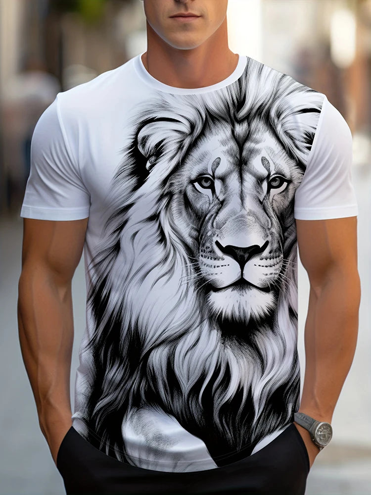 Hip-hop Style Cartoon Bear Print Men's T-shirt Summer Casual Everyday Top Urban Street Fashion Men's Oversized Short Sleeve Tees