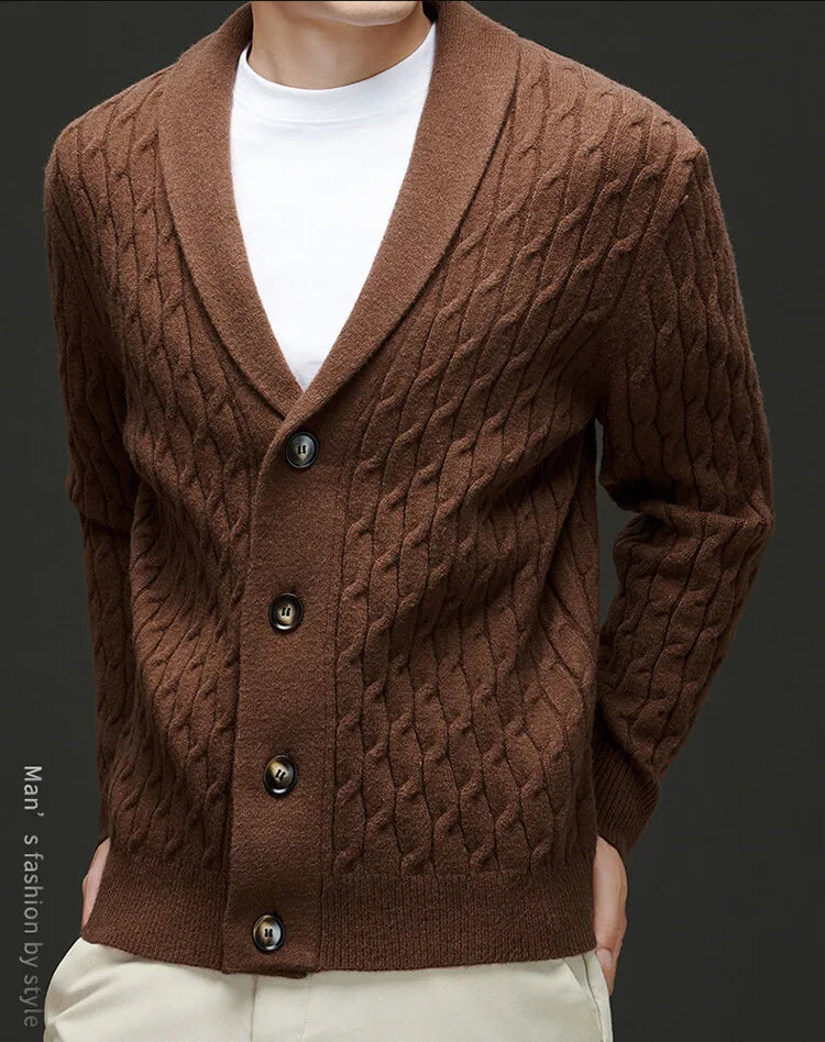 New Winter and Autumn Men's Wool Knitted Cardigan Trendy Loose-fitting Thick Style Pullover Casual Men's Clothing Coat Sweater