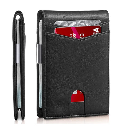 Personality Short Rfid Leather Men Wallets Carbon Fiber Slim Card Holder Wallet Black Minimalist Wallet for Men Father Day Gifts
