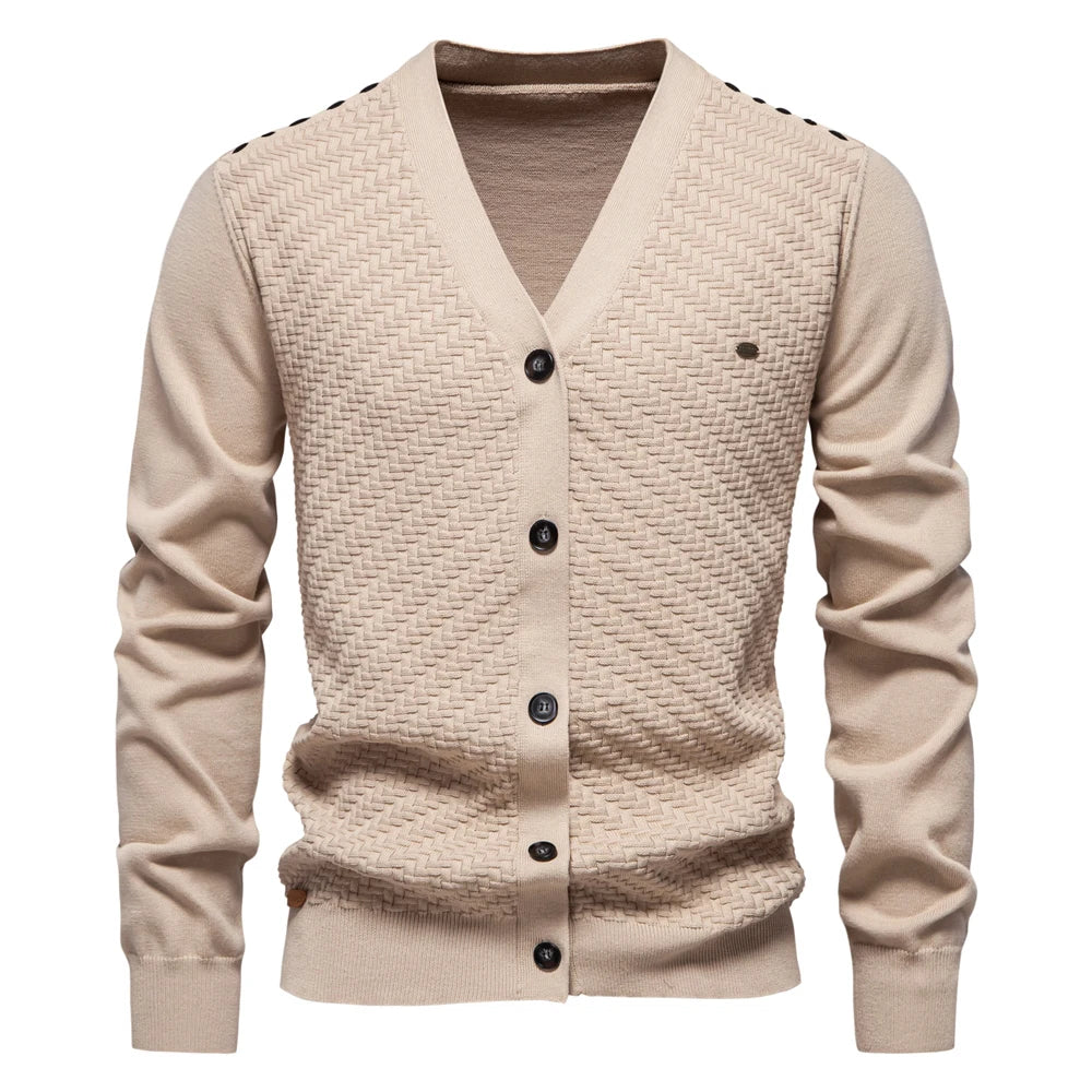 2025 Men's V-Neck Button-Up Cotton Cardigan Sweater Casual Knitwear Social Knitted Cardigans for Men