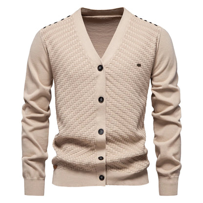 2025 Men's V-Neck Button-Up Cotton Cardigan Sweater Casual Knitwear Social Knitted Cardigans for Men