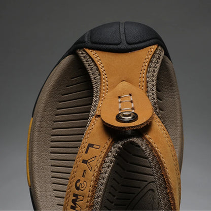 Genuine Cow Leather Shoes Men Sandals Flip Flops Men's Casual Shoes Classic Massage Men Beach Slippers Anti-slip Summer 2025 New