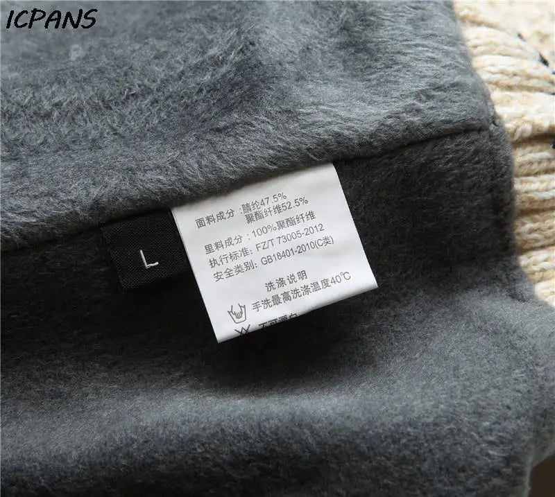 Men's Fleece Warm Half Zip Pullover Knitted Sweater Vintage Letter Print Cotton Coat Red/Black Winter Fashion