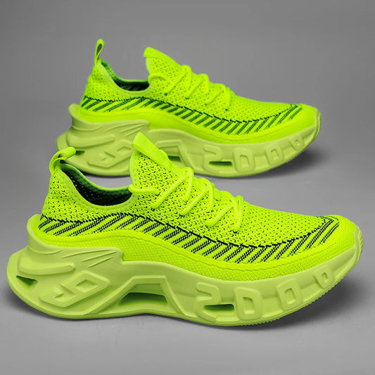 Trendy Men's Easiest for Match Breathable New Sports Shoes - Breathable Woven Upper with Striped Design, Lightweight and Plaid, Sports Shoes for Running, and Training Wear