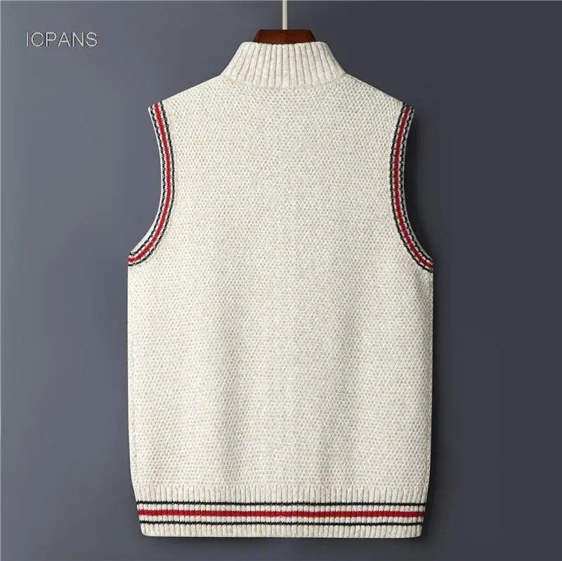 Cardigan Knitted Vest jacket Sweater Men Korea Clothing Casual Sleeveless Jackets Male Pullover Kint Wear Outwear Autumn
