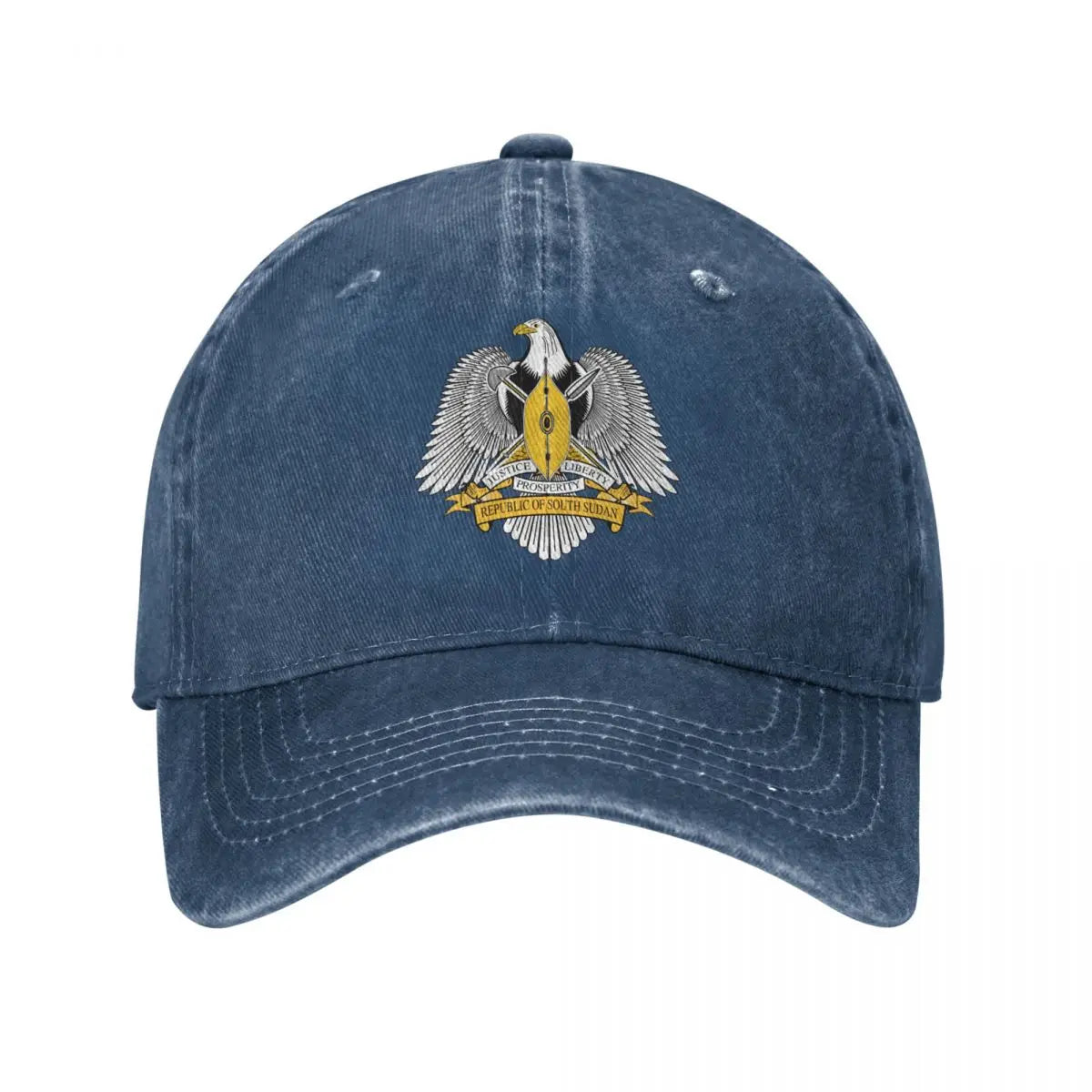 Men Baseball Cap South Sudan Emblem Charcoal Washed Denim Classic Vintage Cotton Dad Trucker Hat Unisex Adult
