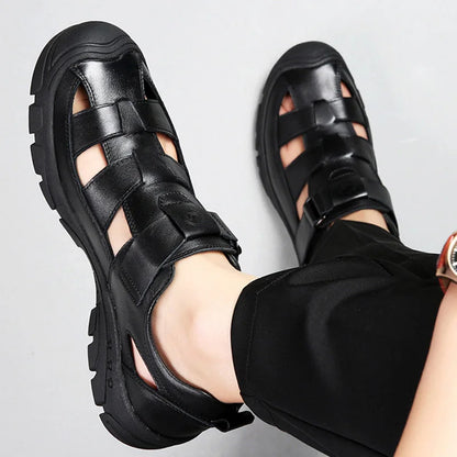 Classic High Quality Cow Leather Sandals Summer Outdoor Handmade Men Sandals Fashion Comfortable Men Beach Leather Shoes