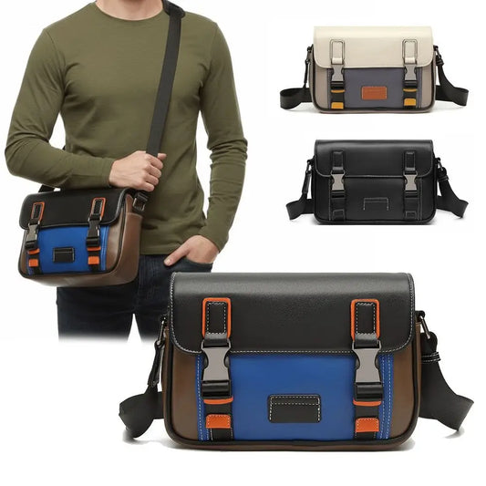 Casual PU Leather Messenger Bag Multi-pocket Design Vintage Shoulder Bag Durable Male Handbags Travel