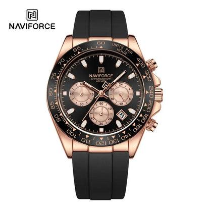 NAVIFORCE 2026 New Luxury Fashion Men‘s Business Casual Wrist Watch Waterproof Chronograph Silicone Strap Wristwatch Gifts Clock
