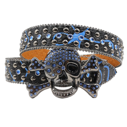 Rhinestone belt Skull Designer Belt Fashion Luxury Mens Belt and Lady Leather Decorated with Colorful Diamonds
