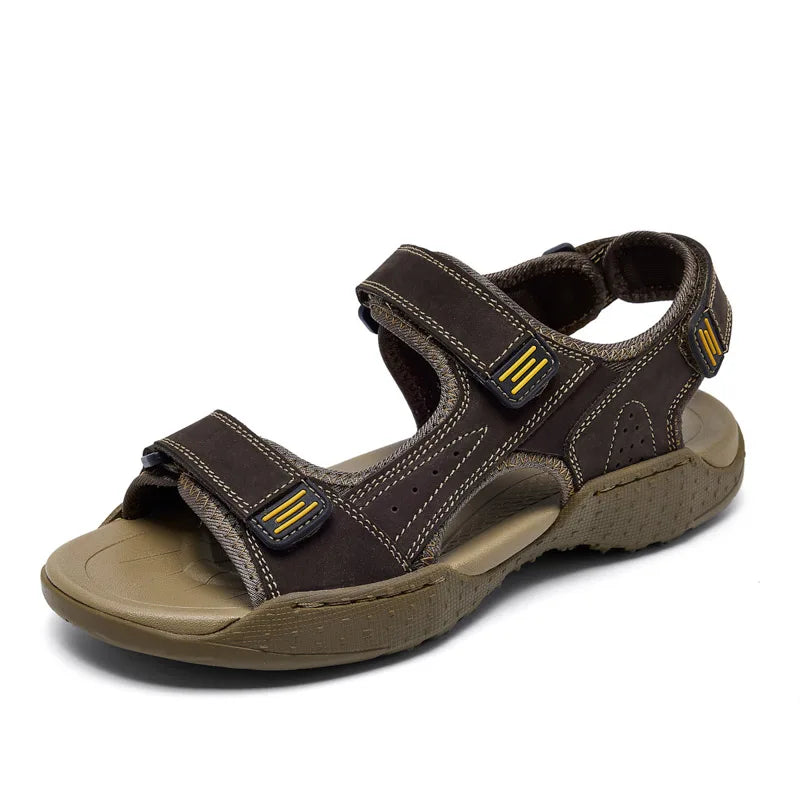 New Mens Summer Sandals High Quality Outdoor Walking Beach Sandals Roman Genuine Leather Casual Shoes Retro Comfortable Sneakers