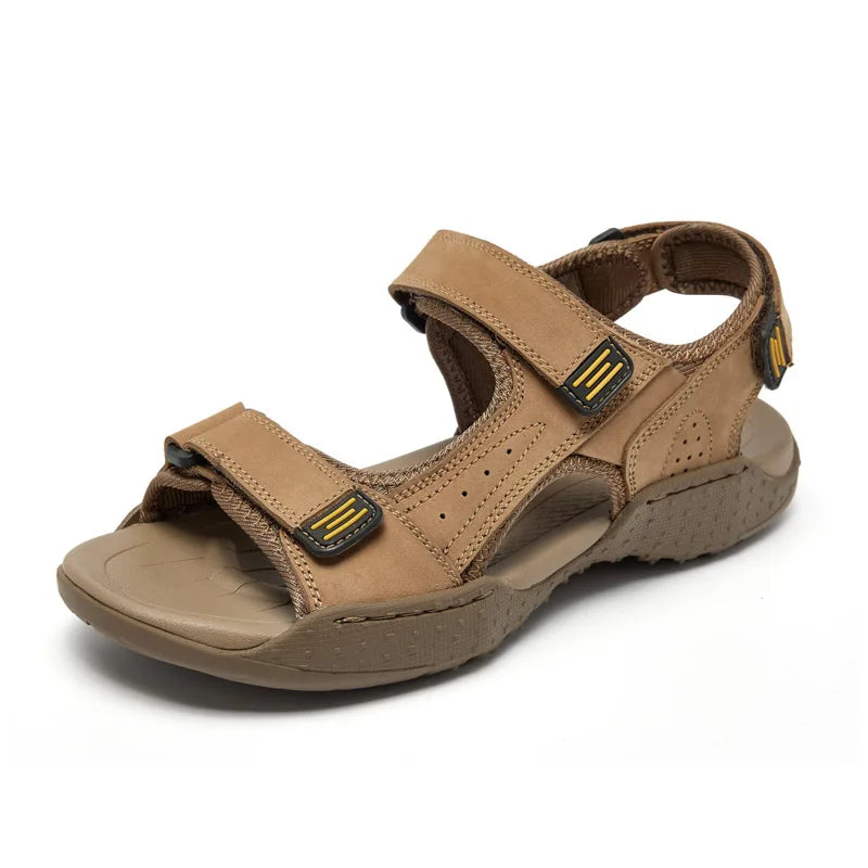 New Mens Summer Sandals High Quality Outdoor Walking Beach Sandals Roman Genuine Leather Casual Shoes Retro Comfortable Sneakers