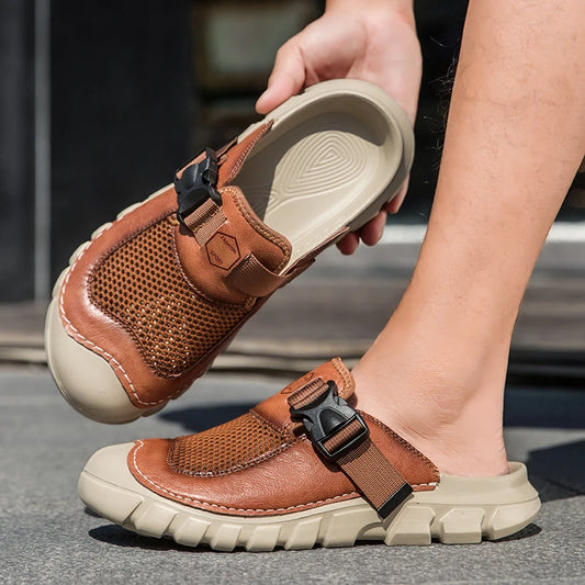 Summer Men Sandals Genuine Leather Mens Casual Shoes Outdoor Men Leather Sandals for Men Beach Shoes Roman mens Shoes