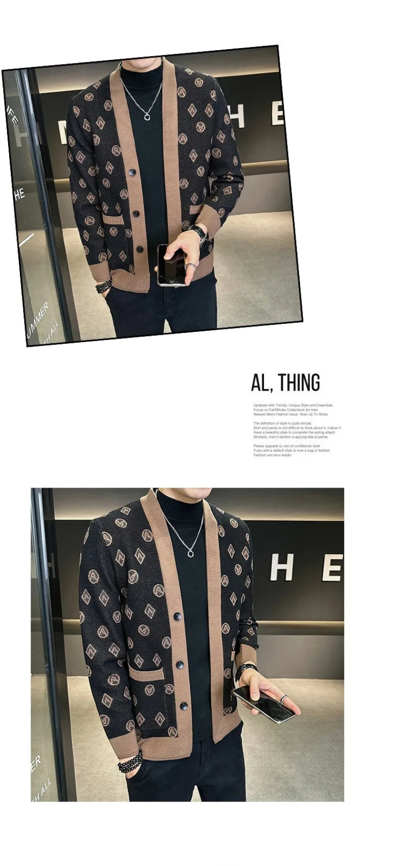 Brand Autumn Jacquard Knitted Cardigan Jackets Men Casual Business Sweater Coats Fashion Button Cardigans Men Clothing M-4XL