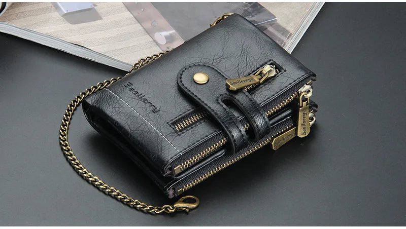 New Men Wallets Name Engraving 11 Card Holders Men Short Purse Double Zipper Coin Pocket High Quality Male Purse Cartera