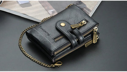 New Men Wallets Name Engraving 11 Card Holders Men Short Purse Double Zipper Coin Pocket High Quality Male Purse Cartera