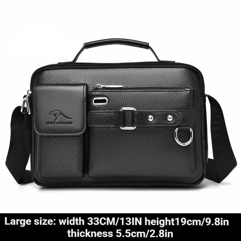 Men's Retro Messenger Bag Waterproof Large Capacity Laptop Briefcase for Office Travel School