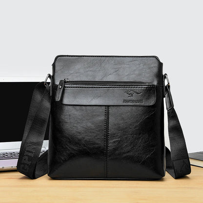 Men's Business Casual Backpack, Single-Shoulder Crossbody Pu Leather Briefcase, Multi-Compartment Large Capacity