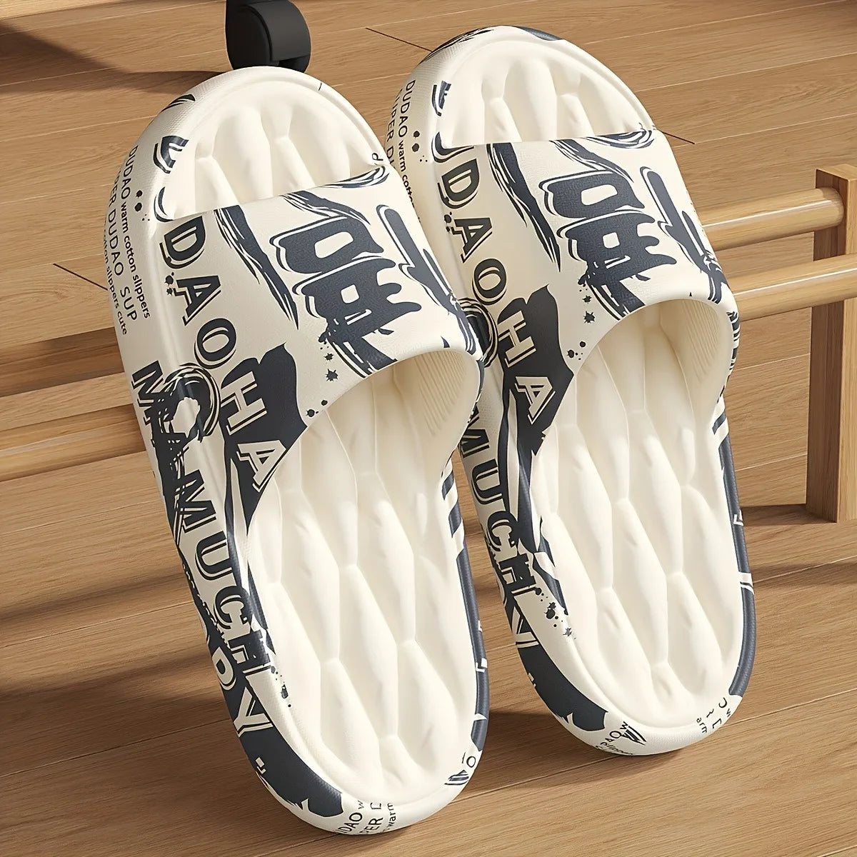 2026 Trendy Eva Graffiti Slides For Men And Women Soft Comfortable Black White Design Playful Patterns Casual Home Outdoor Wear