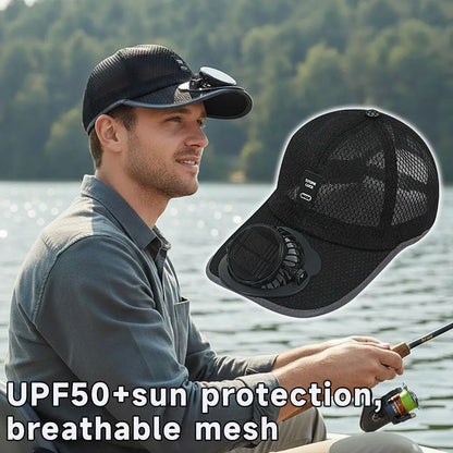 Summer Men Women Mesh Baseball Hat Sun Block Baseball Hat With Solar Fan USB Charging Fan Breathable UV Block Outdoor Sunhats