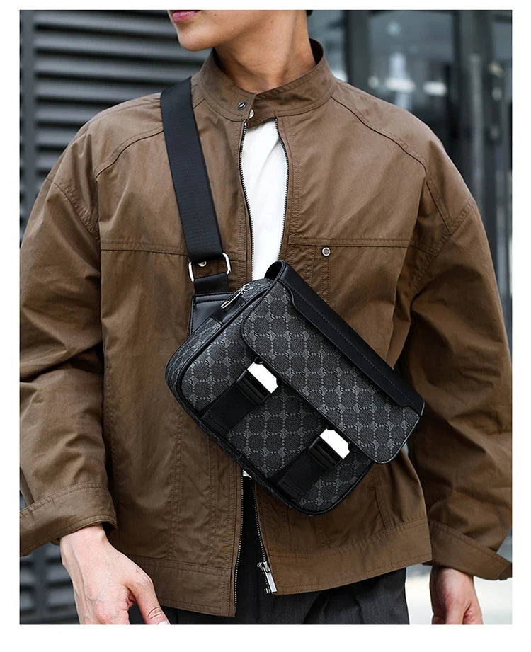 2026 New Design Shoulder Bag Men Crossbody Bag Fashion Business PU Leather Chest Bag Male Mobile Phone Bag Purses Handbags