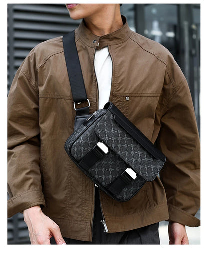 2026 New Design Shoulder Bag Men Crossbody Bag Fashion Business PU Leather Chest Bag Male Mobile Phone Bag Purses Handbags