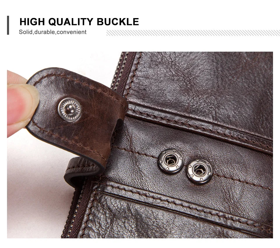 CONTACT'S Men Clutch Wallet Genuine Leather Long Wallet Hasp Card Holder Vintage Male Zipper Coin Purse Money Clip Women Purse