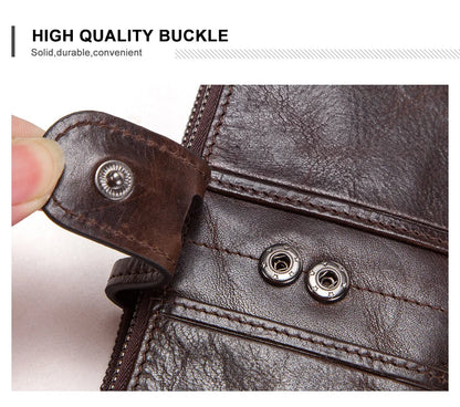 CONTACT'S Men Clutch Wallet Genuine Leather Long Wallet Hasp Card Holder Vintage Male Zipper Coin Purse Money Clip Women Purse