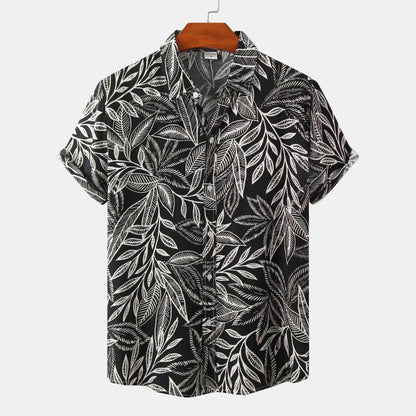 Hawaiian Summer Men's Casual Shirt Social Beach Style Short Sleeve Large Flower Print Chinese Resort Retro Loose Shirt