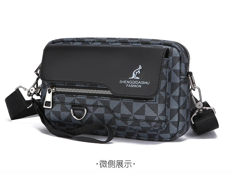 Business Men's Clutch Bags High Quality PU Leather Man's Small Shoulder Bag Multi-Functional Men Handbag Bag With Waist Strap