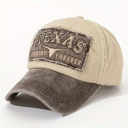 Fashion Letter TEXAS Embroidery Baseball Cap Visor Adjustable Peaked Cap Washed Cotton Baseball Hats For Man Women Unisex