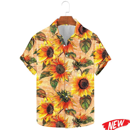 Hawaiian Flower Leaf Graphic Shirts For Men Cool 3d Printing Plants Lapel Shirt Tops Beach Short Sleeve Aloha vacation Shirts