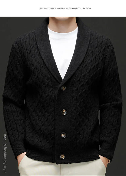 New Winter and Autumn Men's Wool Knitted Cardigan Trendy Loose-fitting Thick Style Pullover Casual Men's Clothing Coat Sweater