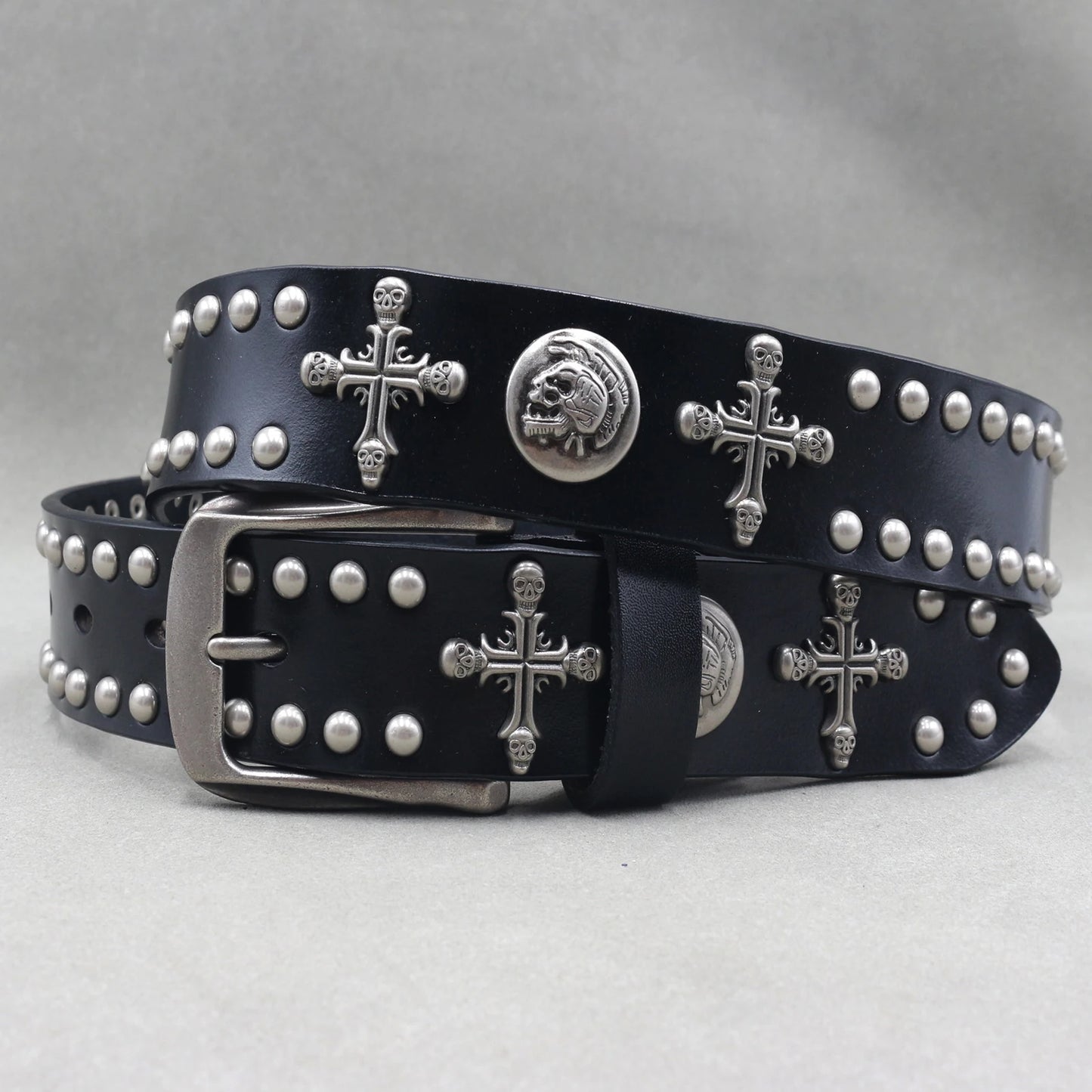 Metal Rivet Belt Luxury Designers Men Rivet Punk Belt Cow Genuine Leather Cintos Masculinos Male Women Rock Hip Hop Strap Waist