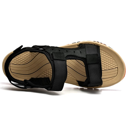 Summer Men's Genuine Leather Sandals Outdoor Roman Sandals Beach Anti slip Casual Lightweight Open Toe Boys' Sports Sandals