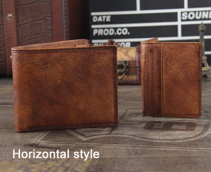 Fashion Vintage Genuine leather Wallet Men short Bifold Money Clips Leather male wallet Purse Coin Bag money Holder WC-007