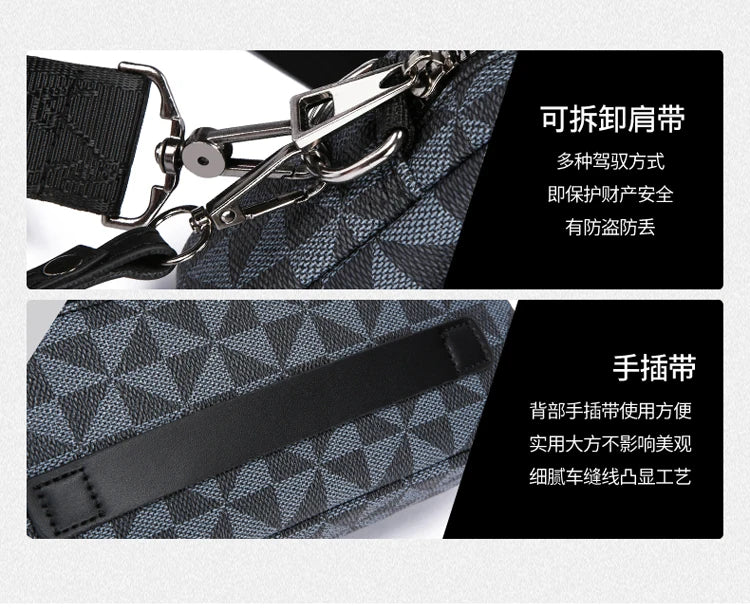 Business Men's Clutch Bags High Quality PU Leather Man's Small Shoulder Bag Multi-Functional Men Handbag Bag With Waist Strap
