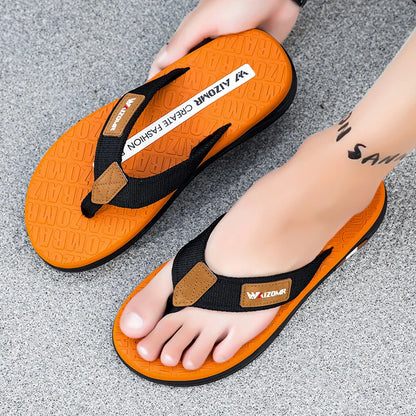 Men's flip flops summer trendy wear non-slip rubber sole sandals fashionable casual foot-clip flop comfortable beach shoes
